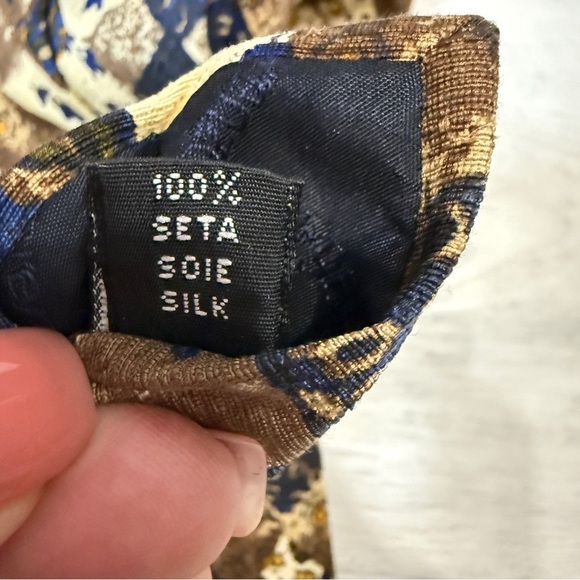 Lorenzo 1964 Silk Brown and Blue Patterned Tie - Made in Italy - Picture 9 of 11